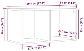 LP antik fa színű szerelt fa tárolódoboz 69,5 x 34 x 36 cm