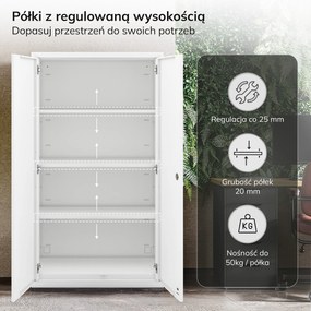 Fehér, talapzaton álló, polcos moduláris fém szekrény, 1600x900x400 mm: MEGAN