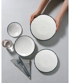 24 darabos porcelán étkészlet, fehér/fekete