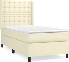 vidaXL krémszínű műbőr rugós ágy matraccal 100 x 200 cm