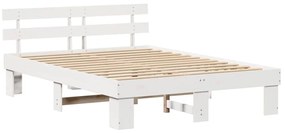 Ágykeret fejtámlával Fehér 160 x 200 cm