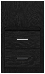 vidaXL Fali éjjeli szekrény 2 pcs Fekete tölgy 48,5 x 32,5 x 80 cm