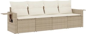 vidaXL 4 részes bézs polyrattan kerti ülőgarnitúra párnákkal