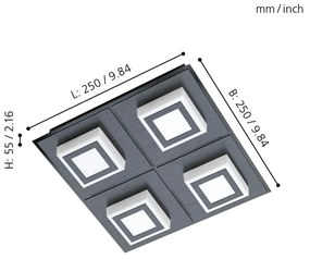 Eglo Masiano 1 99364 mennyezeti lámpa, 4x3,3W LED, 3000K, 4x340 lm