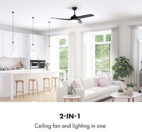 Klarstein Figo, mennyezeti ventilátor, 52" (132 cm) ø, teljesítmény: 55 W, fekete