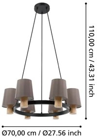 Eglo 43781 - Csillár zsinóron EDALE 6xE27/40W/230V