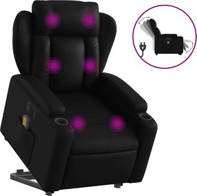 vidaXL elektromos fekete műbőr felállást segítő dönthető masszázsfotel