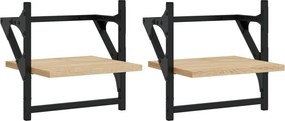 vidaXL 2 db sonoma tölgy színű fali polc rúddal 30 x 25 x 30 cm