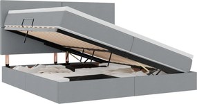 vidaXL Ágy tárolóval és matraccal matracmal Világosszürke 200 x 200 cm
