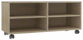 sonoma színű szerelt fa TV-szekrény görgőkkel 90 x 35 x 35 cm