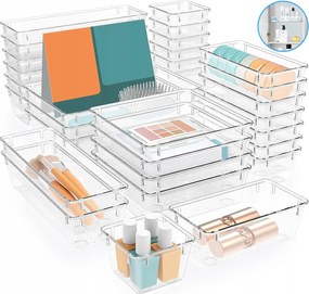 Fiókrendezők 4 Méret Átlátszó Műanyag 36 Db