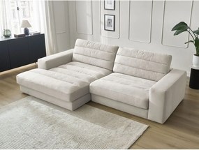 Bézs bársony sarokkanapé (bal oldali-heverő résszel) Sierra – Bobochic Paris