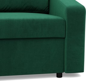 Zeus sarokkanapé, 2 ágyneműtartóval, döntött kartámasz, bársony, univerzális oldal, bonell töltet, zöld