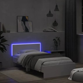 fehér ágykeret fejtámlával és LED-világítással 100 x 200 cm