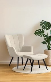 Fotel lábtartóval, fehér Velvet szövet/fekete, HABEN