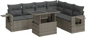 vidaXL 7 részes szürke polyrattan kerti ülőgarnitúra párnákkal