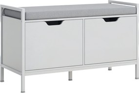 HOMCOM Cipőpados Cipőszekrény Kivehető Szivacsos Ülőpaddal 4 Pár Cipőhöz Előszobába 84x35x50 cm Fehér | Aosom