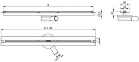 Mexen Flat Super Slim, szuper vékony vízelvezető csatorna 360°-ban forgó szifonnal 110 cm, fekete matt, 1751110