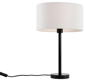 Fekete asztali lámpa ovális fehér vászonernyővel 35 cm - Simplo
