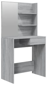 Szürke sonoma fésülködőasztal tükörrel 74,5 x 40 x 141 cm