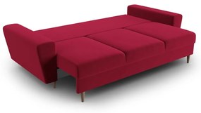 Piros bársony kinyitható tárolóhelyes kanapé 235 cm Kyoto – Cosmopolitan Design