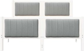 Ágykeret Fehér és világosszürke 140 x 190 cm Tömör fenyőfa