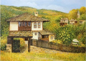 Kép - Házak nyáron (70x50 cm)