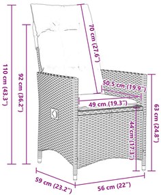 11 részes barna polyrattan kerti bisztrógarnitúra párnákkal