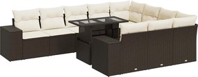 vidaXL 11 részes barna polyrattan kerti ülőgarnitúra párnákkal