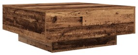 Kávézóasztal LED világítással Régi fa 80x80x31 cm