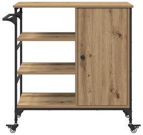 Konyhai Kocsi Tömör Tölgy 87.5x38.5x84.5 cm Szerelt Fa