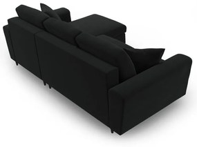 Fekete bársony kinyitható tárolóhelyes sarokkanapé Kyoto – Cosmopolitan Design