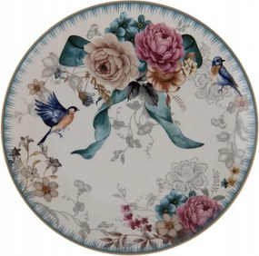 Desszert tányér virágokkal és madárkával Pivoine 20x2 cm