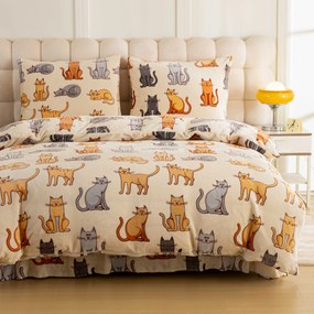 Mikroszálas ágynemű COLORED CATS krém színben Ágyneműhuzat mérete: 70 x 90 cm | 140 x 220 cm