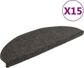 vidaXL 15 db öntapadós lépcsőszőnyeg 65 x 21 x 4 cm antracit színű, félkör alakú, nagy
