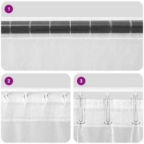 2 db barna fátyolfüggönyök fülecske tetejével 140x260 cm