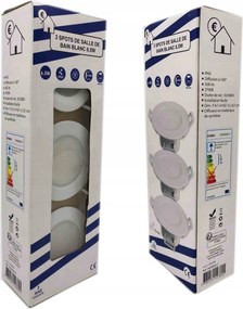 3 Db-os Led Süllyesztett Lámpa Szett Fürdőszobába IP65 6,5W 2700K