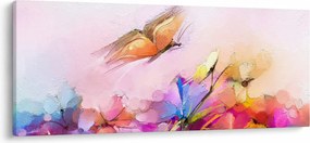 Kép - pillangó a virág felett, absztrakció (120x50 cm)