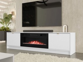 TV szekrény kandallóval Rozoma EF (fehér velvet) . 1106182