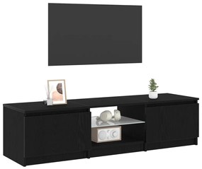 TV Szekrény LED Fénnyel, Fekete Tölgy, 140x40x35,5 cm, Fa Műanyag