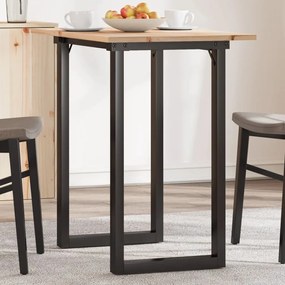 Tömör fenyőfa és acél étkezőasztal O-vázzal 80x50x75,5 cm