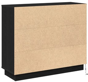 LED-es oldal szekrény Fekete tölgy 90x32x75 cm Műanyag
