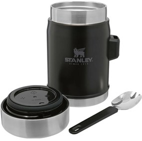 STANLEY 400 ml étkezési termosz kanállal/villával,matt fekete