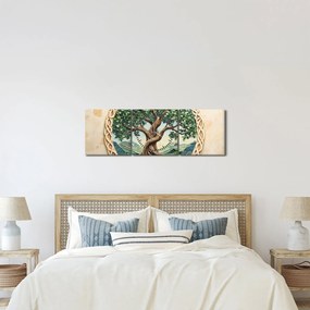 Kép – Fonott életfa (órával) (90x30 cm)