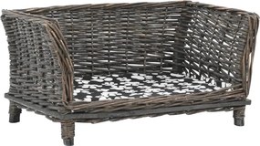 vidaXL szürke természetes fűzfa kutyakosár párnával 50 x 33 x 30 cm