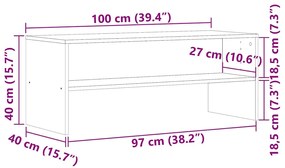 antik hatású szerelt fa TV-szekrény 100 x 40 x 40 cm