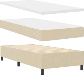 vidaXL LED Box Spring Ágy matracmal Krém 100 x 200 cm szövet