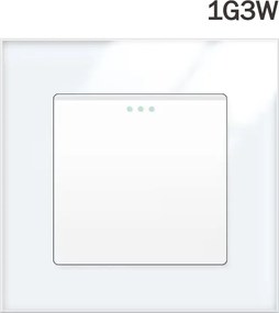 Fénykapcsoló 1G3W Szimpla Kereszt Lépcső Üveg Keret FI60 Fehér