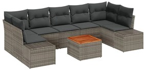 vidaXL Kerti Kanapé Szett párnával 8 pcs Szürke polirattan