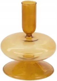 Borostyánszínű üveg gyertyatartó